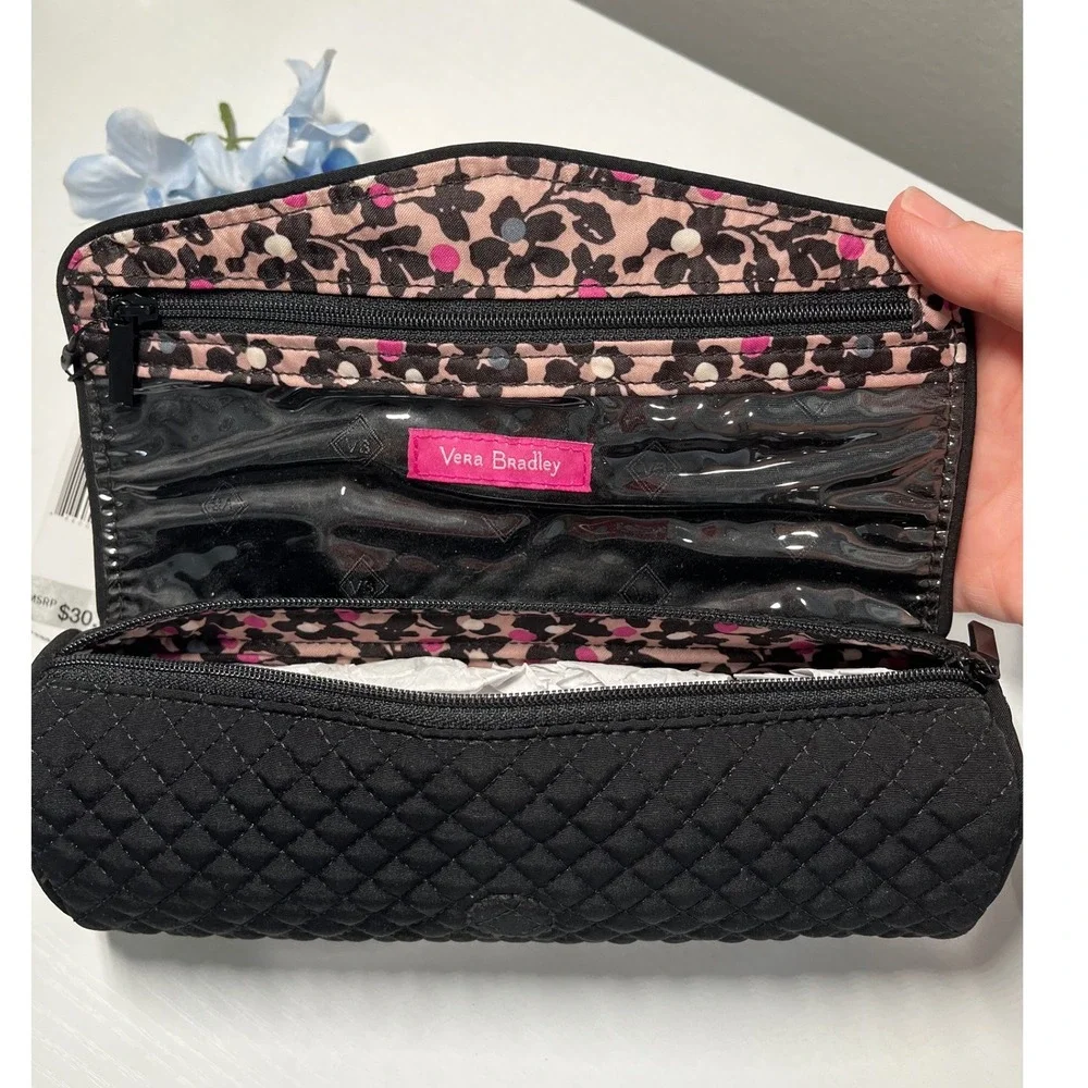 Vera Bradley Black Quilted Cosmetic Bag Set